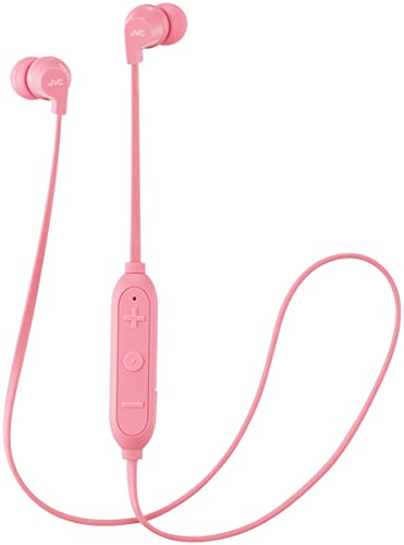 JVC HA-FX21BT Auriculares Inalámbricos Intraurales con Micrófono y Control Remoto para Controlar tu Música y Atender Llamadas. Cascos con Banda para el Cuello. Color Rosa