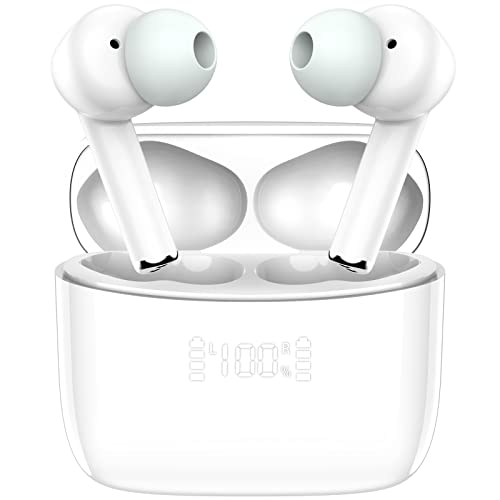 Auriculares Inalambricos, Auriculares Bluetooth 5.3 HiFi Estéreo con Microfono, CVC7.0 Llamada Clara, LED Pantalla, Graves Profundos, Auriculares Impermeables IPX7, 40H de Reproducción, USB-C