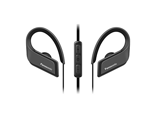 Panasonic RP-BTS35E-K - Auriculares Bluetooth Deportivos (Impermeables, Uso Cómodo y Ultraligero, Batería Duradera, Cancelación de Ruido, Carga Rápida, Micrófono y Manos Libres), Color Negro, Reducido