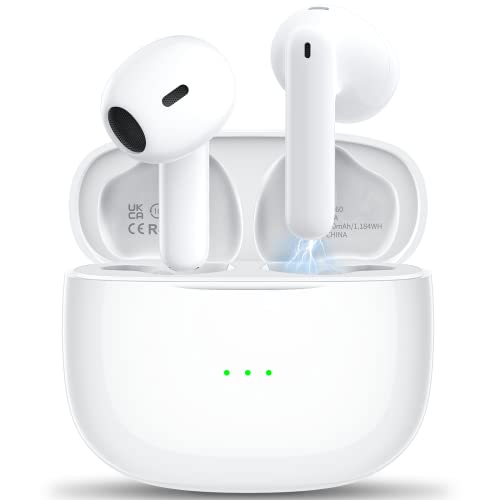 kauguo Auriculares Inalámbricos Auriculares Bluetooth 5.3 HiFi Estéreo Cascos Inalambricos con Control Táctil 4mic ENC Incorporado Cancelación Ruido IPX6 Deportivos para Xiaomi Samsung iPhone Huawei