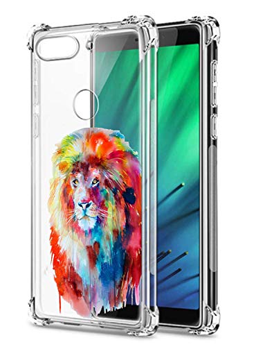 Oihxse Funda Compatible con Huawei P9 Ultra Delgada Ligera Transparente Silicona TPU Gel Suave Carcasa Elegante Patrón Anti-Rasguño Protector Caso-León