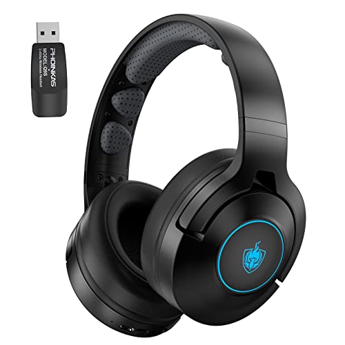 Wireless Auriculares para Juegos para PC PS4 PS5, YOTMS Q9S Auriculares Inalámbricos con Micrófono, Sonido Estéreo 7.1, Batería de Larga Duración, Cable de 3,5 mm para Nintendo Switch, Xbox One (Azul)
