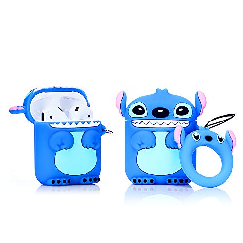 ZAHIUS Airpods Carcasa Funda de Silicona Compatible con Airpods de Apple 1 y 2 [Serie de Dibujos Animados 3D DSN] (Stitch)