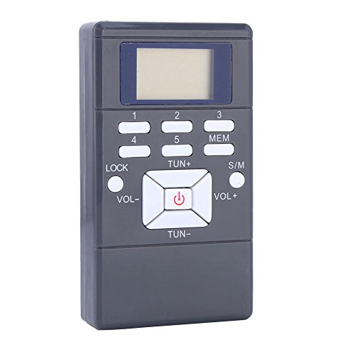 ASHATA Radio portátil, Mini Radio LCD portátil con Radio FM Receptor inalámbrico de procesamiento de señal Digital con Auriculares,Mini Radio Tamaño de Bolsillo FM/Am DSP Digital Radio Personal(Gris)