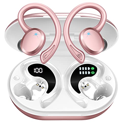 Auriculares Inalámbricos Bluetooth [V5.3], Auriculares Deportivos con Gancho, HiFi Estéreo y HD Mic, Cascos Inalambricos, IP7 Impermeable In-Ear Auriculares Running, 48H de Batería, Dual Pantalla LED